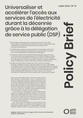 Universaliser et  accélérer l’accès aux  services de l’électricité  durant la décennie  grâce à la délégation  de service public